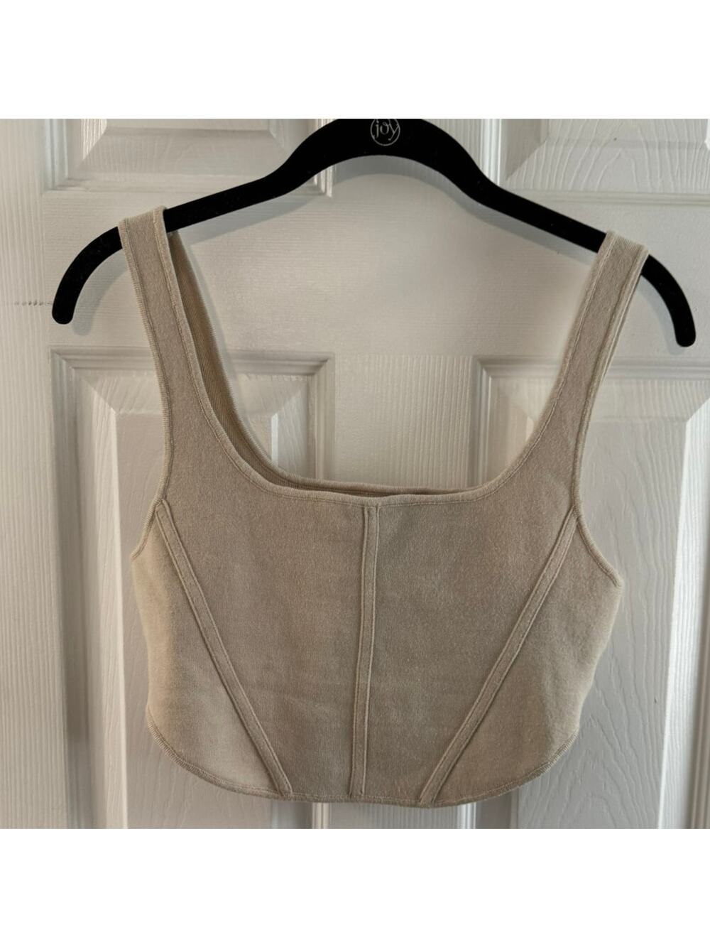House of Harlow 1960 Beige Structured Knit Crop Tank Top Size M